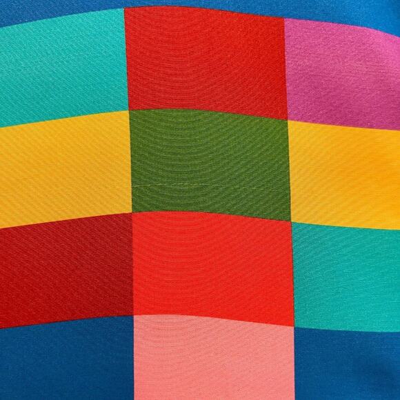 Valentino 1973 Check Panama Silk Top Rainbow Blouse Multicolor Stripe - Picture 8 of 12